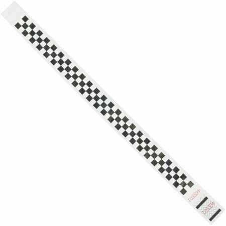 BSC PREFERRED 3/4 x 10'' Black Checkerboard Tyvek Wristbands, 500PK S-15234W